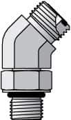 Parker - 1/2" OD, Steel Zinc Plated Male 45° Elbow - 6,000 Max Working psi, O-Ring Face Seal/SAE-ORB Ends - Exact Tool & Supply