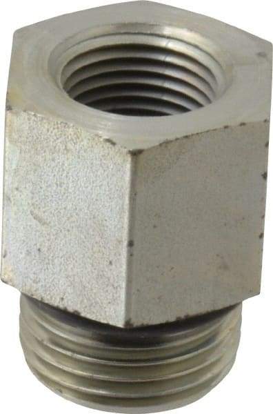 Parker - 7/8-14 Male Thread x 3/8 Female Thread, Zinc Plated Steel Industrial Pipe Adapter - Male Straight Thread O-Ring x Female NPTF, 5,000 psi - Exact Tool & Supply