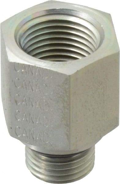 Parker - 9/16-18 Male Thread x 3/8 Female Thread, Zinc Plated Steel Industrial Pipe Adapter - Male Straight Thread O-Ring x Female NPTF, 6,000 psi - Exact Tool & Supply