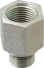 Parker - 9/16-18 Male Thread x 3/8 Female Thread, Zinc Plated Steel Industrial Pipe Adapter - Male Straight Thread O-Ring x Female NPTF, 6,000 psi - Exact Tool & Supply
