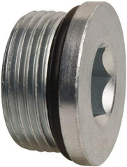 Parker - 1-5/16 - 12 Male Thread, Zinc Plated Steel Industrial Pipe Hex Socket Plug - Male Straight Thread O-Ring, 5,500 psi - Exact Tool & Supply