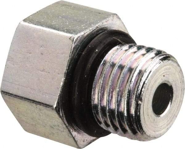Parker - 3/8-24 Male Thread, Zinc Plated Steel Industrial Pipe Hex Head Plug - Male Straight Thread O-Ring, 7,500 psi - Exact Tool & Supply
