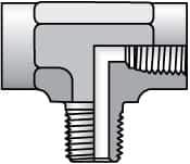 Parker - 1 Male Thread x 1 Female Thread, Zinc Plated Steel Industrial Pipe Male Branch Tee - MNPTF x FNPTF, 1,800 psi - Exact Tool & Supply