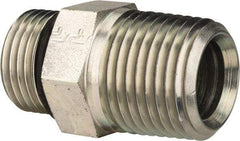 Parker - 3/4-16 x 1/2 Male Thread, Zinc Plated Steel Industrial Pipe Adapter - Male Straight Thread O-Ring x Male NPTF, 6,000 psi - Exact Tool & Supply