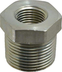 Parker - 1 Male Thread x 1/2 Female Thread, Zinc Plated Steel Industrial Pipe Hex Bushing - MNPTF x FNPTF, 4,500 psi - Exact Tool & Supply