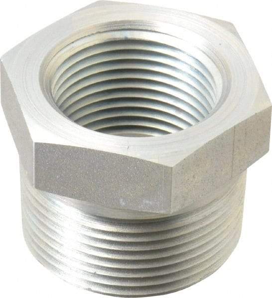 Parker - 1-1/4 Male Thread x 1 Female Thread, Zinc Plated Steel Industrial Pipe Hex Bushing - MNPTF x FNPTF, 3,000 psi - Exact Tool & Supply