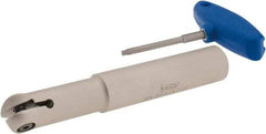 Iscar - 1" Cut Diam, 1" Shank Diam, 6.7" OAL, Indexable Ball Nose End Mill - 2.8" Head Length, Straight Shank, HCM D1.0 Toolholder, HBF-QF, HBR-QF, HCD-QF, HCR Insert - Exact Tool & Supply