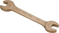 Ampco - 9/16" x 5/8" Nonsparking Open End Wrench - 6-1/2" OAL, Double End, Plain Finish, 15° Head Angle - Exact Tool & Supply