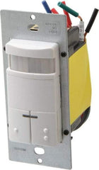 Leviton - 2,100 Square Ft. Coverage, Infrared Occupancy Sensor Wall Switch - 1,800 at 120 V Incandescent, 1,200 at 120 V and 2,700 at 277 V Fluorescent, 120 to 277 VAC, White - Exact Tool & Supply