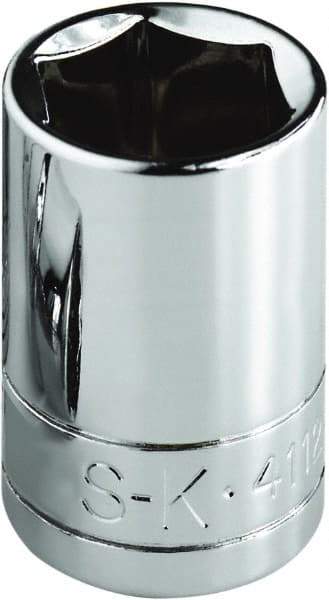 SK - 1/2", 1/4" Drive, Standard Hand Socket - 6 Points, Steel, Chrome Finish - Exact Tool & Supply