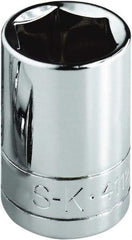 SK - 3/8", 1/4" Drive, Standard Hand Socket - 6 Points, Steel, Chrome Finish - Exact Tool & Supply