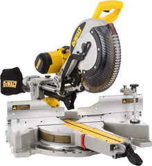 DeWALT - 15 Amp, 120 Volt, 3,800 RPM, 49° Left & Right Double Bevel Sliding Miter Saw - 5/8 or 1" Arbor, 12" Blade Diam - Exact Tool & Supply