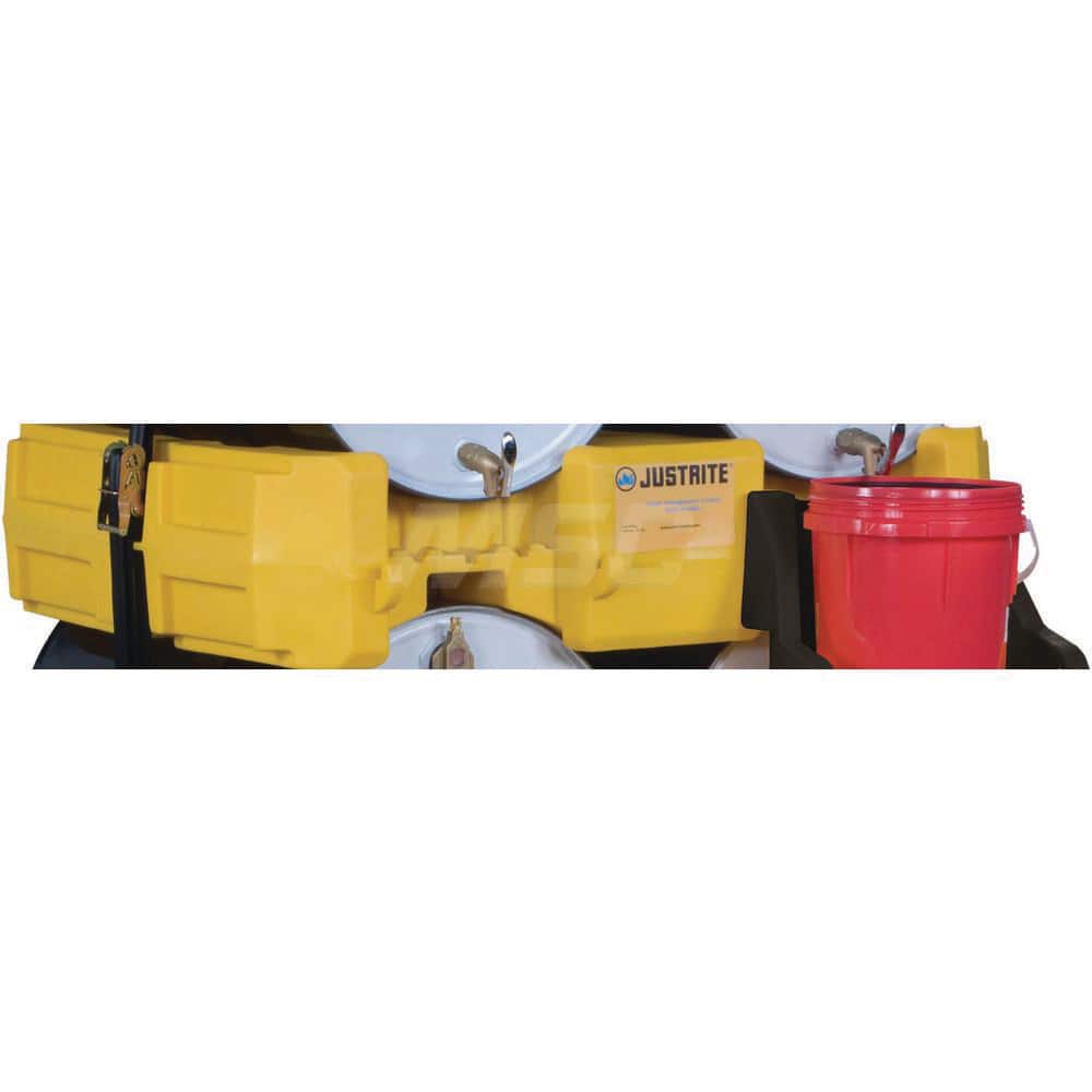 Justrite - Drum Dispensing & Collection Workstations; Number of Drums: 2 ; Storage Direction: Horizontal ; Sump Capacity (Gal.): 55.00 ; Height (Inch): 12 ; Length (Decimal Inch): 46.0000 ; Width (Inch): 49 - Exact Tool & Supply