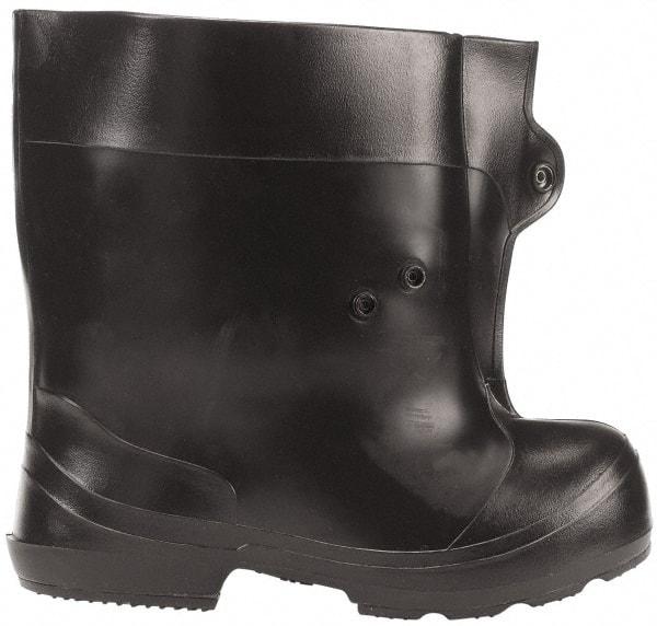 Winter Walking - Men's 6-7 (Women's 8-9) Traction Overshoes - Plain Toe, Nonslip Sole, PVC Upper, Black - Exact Tool & Supply