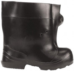 Winter Walking - Men's 6-7 (Women's 8-9) Traction Overshoes - Plain Toe, Nonslip Sole, PVC Upper, Black - Exact Tool & Supply