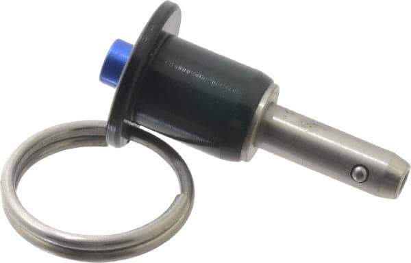 Gibraltar - 1/4" Diam, 1/2" Usable Length, Button Handle, Quick Release Pin - Grade 304 Stainless Steel, Bright Finish - Exact Tool & Supply