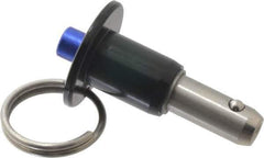 Gibraltar - 3/8" Diam, 1/2" Usable Length, Button Handle, Quick Release Pin - Grade 304 Stainless Steel, Bright Finish - Exact Tool & Supply