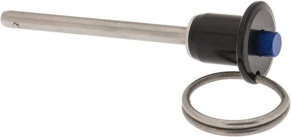 Gibraltar - 3/16" Diam, 2" Usable Length, Button Handle, Quick Release Pin - Grade 17-4 Stainless Steel, Bright Finish - Exact Tool & Supply