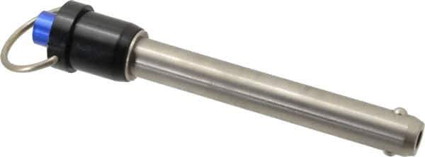 Gibraltar - 5/8" Diam, 4" Usable Length, Ring Handle, Quick Release Pin - Grade 17-4 Stainless Steel, Bright Finish - Exact Tool & Supply