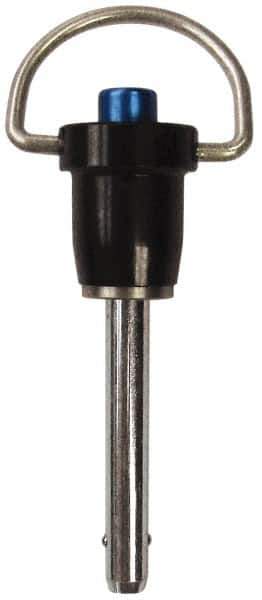 Gibraltar - 1/2" Diam, 4" Usable Length, Ring Handle, Quick Release Pin - Grade 304 Stainless Steel, Bright Finish - Exact Tool & Supply