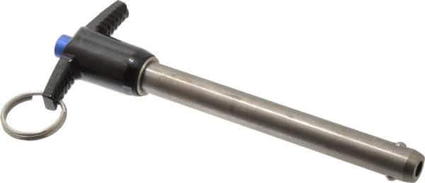 Gibraltar - 1/2" Diam, 4" Usable Length, T Handle, Quick Release Pin - Grade 17-4 Stainless Steel, Bright Finish - Exact Tool & Supply