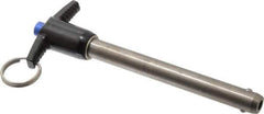 Gibraltar - 1/2" Diam, 4" Usable Length, T Handle, Quick Release Pin - Grade 17-4 Stainless Steel, Bright Finish - Exact Tool & Supply