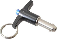 Gibraltar - 3/8" Diam, 3/4" Usable Length, T Handle, Quick Release Pin - Grade 17-4 Stainless Steel, Bright Finish - Exact Tool & Supply