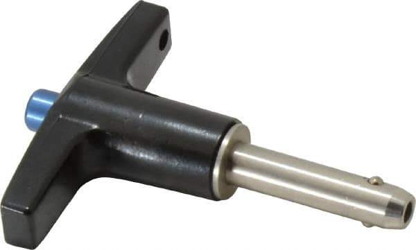 Gibraltar - 1/4" Diam, 3/4" Usable Length, T Handle, Quick Release Pin - Grade 304 Stainless Steel, Bright Finish - Exact Tool & Supply