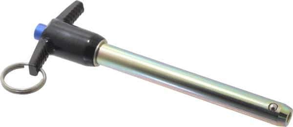 Gibraltar - 1/2" Diam, 4" Usable Length, T Handle, Quick Release Pin - Grade 4130 Steel, Zinc-Plated Finish - Exact Tool & Supply