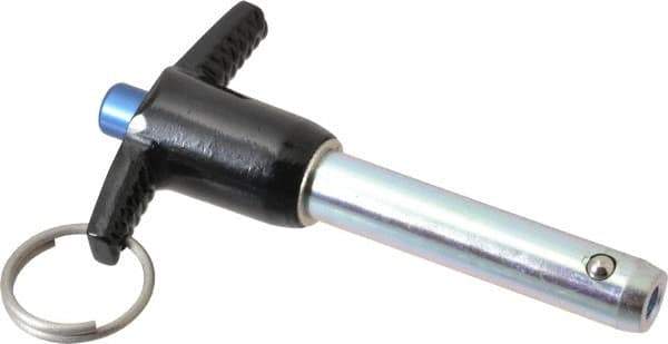 Gibraltar - 1/2" Diam, 2" Usable Length, T Handle, Quick Release Pin - Grade 4130 Steel, Zinc-Plated Finish - Exact Tool & Supply