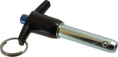 Gibraltar - 1/2" Diam, 1-3/4" Usable Length, T Handle, Quick Release Pin - Grade 4130 Steel, Zinc-Plated Finish - Exact Tool & Supply