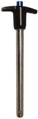 Gibraltar - 3/8" Diam, 2-1/2" Usable Length, T Handle, Quick Release Pin - Grade 304 Stainless Steel, Bright Finish - Exact Tool & Supply