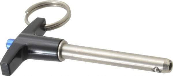 Gibraltar - 5/16" Diam, 2" Usable Length, T Handle, Quick Release Pin - Grade 304 Stainless Steel, Bright Finish - Exact Tool & Supply