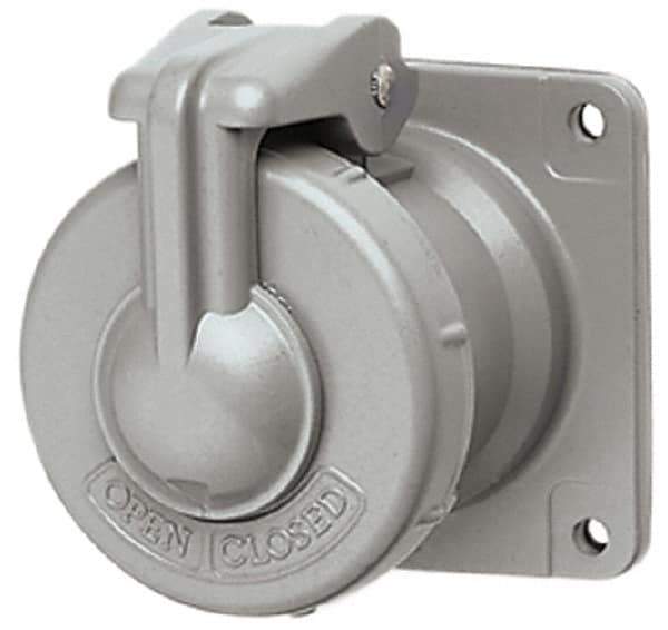 Hubbell Killark - 1 Phase, 250 VDC, 600 VAC, 60 Amp, 1-1/4 Inch Hub, 4 Pin Configuration, Self Grounding Pin and Sleeve Receptacle - 4 Poles, Yellow - Exact Tool & Supply