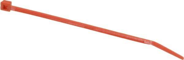 Made in USA - 4-1/8" Long Orange Nylon Standard Cable Tie - 18 Lb Tensile Strength, 1.07mm Thick, 9" Max Bundle Diam - Exact Tool & Supply