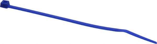 Made in USA - 4-1/8" Long Blue Nylon Standard Cable Tie - 18 Lb Tensile Strength, 1.07mm Thick, 22.23mm Max Bundle Diam - Exact Tool & Supply