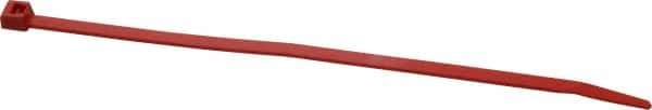 Made in USA - 5.84" Long Red Nylon Standard Cable Tie - 40 Lb Tensile Strength, 1.24mm Thick, 36.42mm Max Bundle Diam - Exact Tool & Supply