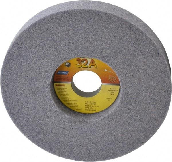 Norton - 7" Diam x 1-1/4" Hole x 1" Thick, K Hardness, 46 Grit Surface Grinding Wheel - Aluminum Oxide, Type 5, Coarse Grade, 3,600 Max RPM, Vitrified Bond, One-Side Recess - Exact Tool & Supply