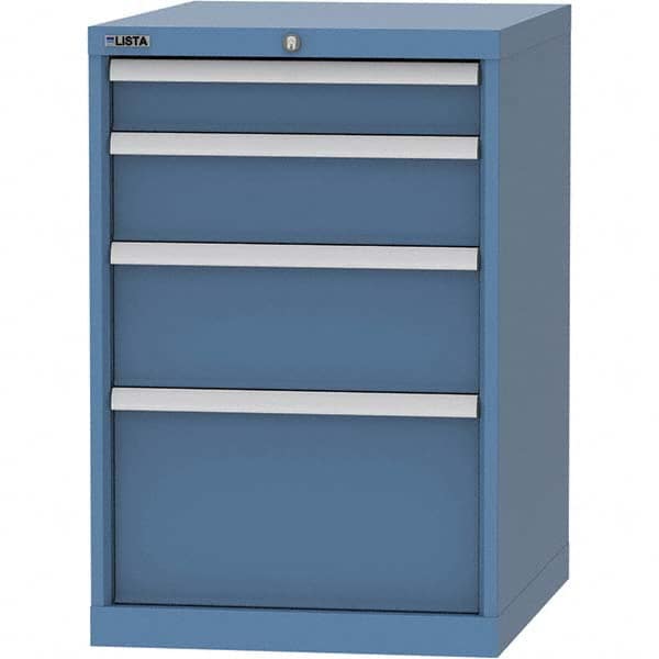 LISTA - 4 Drawer, 99 Compartment Bright Blue Steel Modular Storage Cabinet - Exact Tool & Supply