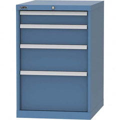 LISTA - 4 Drawer, 99 Compartment Bright Blue Steel Modular Storage Cabinet - Exact Tool & Supply