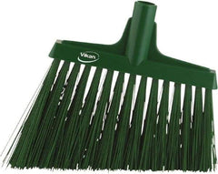 Vikan - 9-1/2" Wide, Green Synthetic Bristles, Angled Broom - Exact Tool & Supply