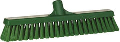 Vikan - 16" Fine Particle Synthetic Push Broom - 2" Bristle Length, Plastic Block, European Threaded Handle Connection - Exact Tool & Supply