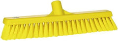 Vikan - 16" Fine Particle Synthetic Push Broom - 2" Bristle Length, Plastic Block, European Threaded Handle Connection - Exact Tool & Supply