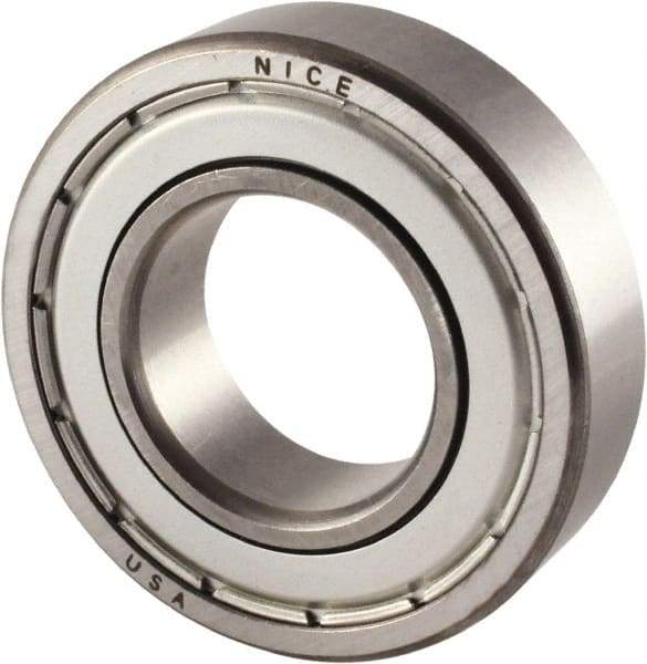 Nice - 1-1/4" Bore Diam, 2-1/2" OD, Double Shield Precision Ground Radial Ball Bearing - 5/8" Wide, 1 Row, Round Bore, 2,120 Lb Static Capacity, 3,864 Lb Dynamic Capacity - Exact Tool & Supply