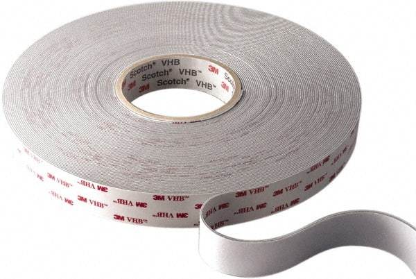 3M - 3/4" x 36 Yd Acrylic Adhesive Double Sided Tape - 45 mil Thick, White, Acrylic Foam Liner, Continuous Roll, Series 4945 - Exact Tool & Supply