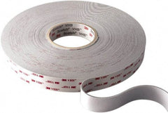 3M - 3/4" x 36 Yd Acrylic Adhesive Double Sided Tape - 45 mil Thick, White, Acrylic Foam Liner, Continuous Roll, Series 4945 - Exact Tool & Supply