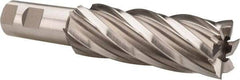 Hertel - 1-3/8", 4" LOC, 1" Shank Diam, 6-1/2" OAL, 6 Flute, High Speed Steel Square End Mill - Single End, Uncoated, Spiral Flute, 30° Helix, Right Hand Cut, Right Hand Flute - Exact Tool & Supply