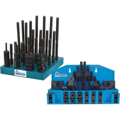 Gibraltar - 52 Piece Fixturing Step Block & Clamp Set with 1" Step Block, 11/16" T-Slot, 1/2-13 Stud Thread - 1-1/8" Nut Width, 4, 5, 3, 6, 7 & 8" Stud Lengths - Exact Tool & Supply