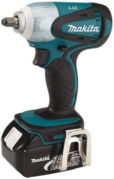 Makita - 3/8" Drive 18 Volt Pistol Grip Cordless Impact Wrench & Ratchet - 2,100 RPM, 155 Ft/Lb Torque, 2 Lithium-Ion Batteries Included - Exact Tool & Supply