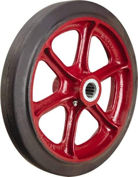 Hamilton - 12 Inch Diameter x 2 Inch Wide, Rubber on Cast Iron Caster Wheel - 690 Lb. Capacity, 2-3/4 Inch Hub Length, 1 Inch Axle Diameter, Straight Roller Bearing - Exact Tool & Supply